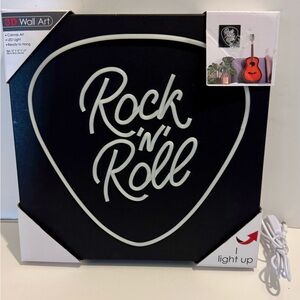 LED Rock 'n' Roll Wall Decor USB plug-in • MDF, canvas, LED components